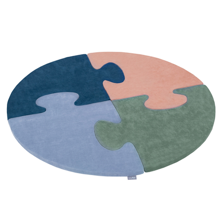 Puzzle en mousse doux tapis de motricité pour enfants tapis d'éveil pour bébé 4 éléments KiddyMoon, Rose De Sables/Vert Forêt/Bleu Lagune/Bleu Glacier 