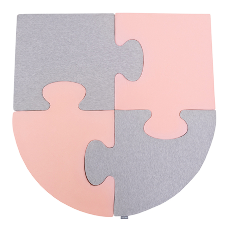 Puzzle en mousse doux tapis de motricité pour enfants tapis d'éveil pour bébé 4 éléments KiddyMoon, Rose/Gris Clair