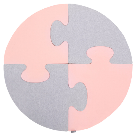 Puzzle en mousse doux tapis de motricité pour enfants tapis d'éveil pour bébé 4 éléments KiddyMoon, Rose/Gris Clair