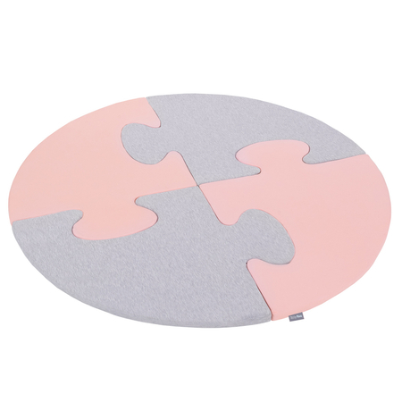 Puzzle en mousse doux tapis de motricité pour enfants tapis d'éveil pour bébé 4 éléments KiddyMoon, Rose/Gris Clair