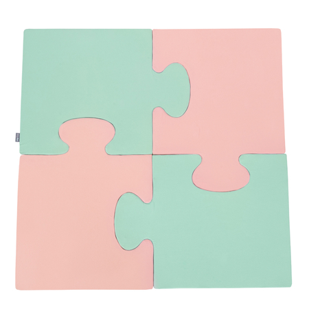 Puzzle en mousse doux tapis de motricité pour enfants tapis d'éveil pour bébé 4 éléments KiddyMoon, Rose/Menthe