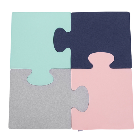 Puzzle en mousse doux tapis de motricité pour enfants tapis d'éveil pour bébé 4 éléments KiddyMoon, Rose/Menthe/Gris clair/Bleu foncé