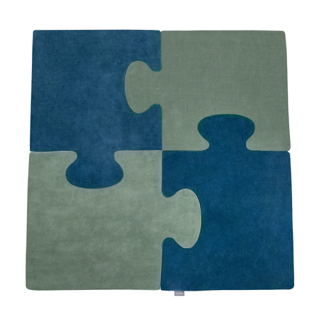 Puzzle en mousse doux tapis de motricité pour enfants tapis d'éveil pour bébé 4 éléments KiddyMoon, Vert Forêt/Bleu Glacier 