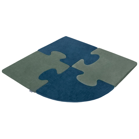 Puzzle en mousse doux tapis de motricité pour enfants tapis d'éveil pour bébé 4 éléments KiddyMoon, Vert Forêt/Bleu Lagune