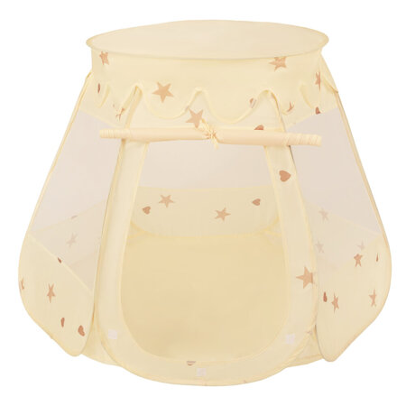 Tente Château Avec Les Balles Plastiques Piscine à Balles Pour Enfants, Beige Clair:  Beige Pastel/ Blanc/ Perle