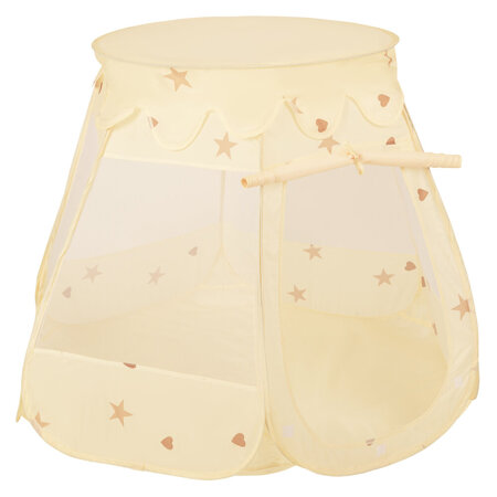 Tente Château Avec Les Balles Plastiques Piscine à Balles Pour Enfants, Beige Clair:  Beige Pastel/ Blanc/ Perle