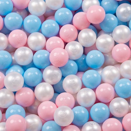 Tente Château Avec Les Balles Plastiques Piscine à Balles Pour Enfants, Bleu:  Babyblue-Rose Poudré-Perle