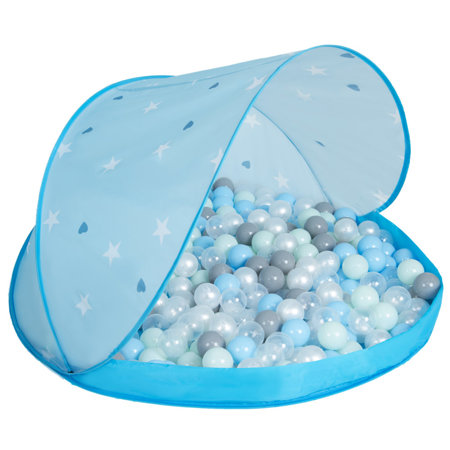 Tente Château Avec Les Balles Plastiques Piscine à Balles Pour Enfants, Bleu Conque:Perle-Gris-Transparent-Babyblue-Menth