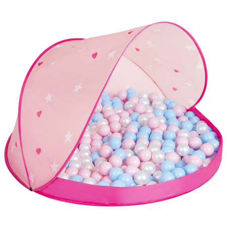 Tente Château Avec Les Balles Plastiques Piscine à Balles Pour Enfants, Rose Conque: Babyblue-Rose Poudré-Perle