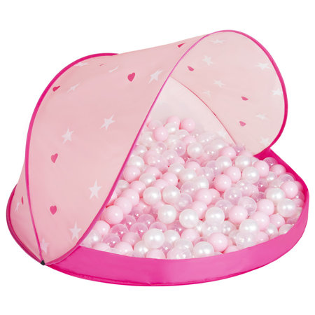 Tente Château Avec Les Balles Plastiques Piscine à Balles Pour Enfants, Rose Conque: Rose Poudré-Perle-Transparent