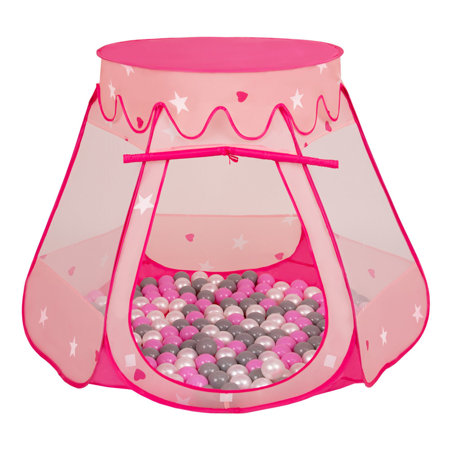 Tente Château Avec Les Balles Plastiques Piscine à Balles Pour Enfants, Rose: Perle-Gris-Rose