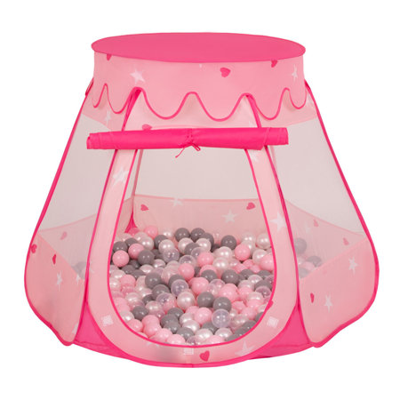 Tente Château Avec Les Balles Plastiques Piscine à Balles Pour Enfants, Rose:  Perle-Gris-Transparent-Rose Poudré