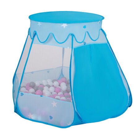 Tente Château Pour Enfants Tente de Jeu Avec Balles Colorées Jouet Cabane Pop-up Château Facile À Monter Maison de Jeu Pour Intérieur et Extérieur, Bleu:  Babyblue-Bleu-Perle