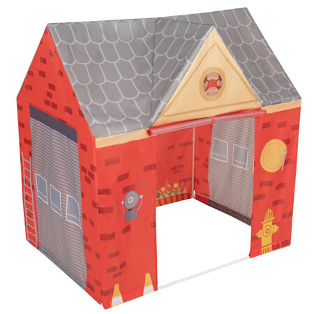 Tente De Jeu Pompier pour Enfants Forme De Pavillon Pour Bébés Design Pliable Tente Pop-Up Réaliste Inspiré Utilisation Intérieure Et Extérieure, Rouge