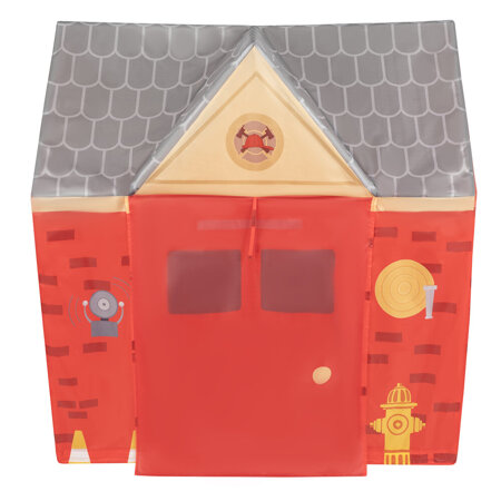 Tente De Jeu Pompier pour Enfants Forme De Pavillon Pour Bébés Design Pliable Tente Pop-Up Réaliste Inspiré Utilisation Intérieure Et Extérieure, Rouge