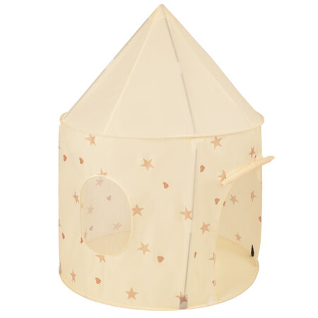 Tente de Jeu Pour Enfants Château Maison de Jeu En Forme De Pavillon De Jeu Avec Balles Pliable Tente Pop-Up Enfant Motifs D'Étoiles Et De Cœurs, Beige Clair:  Beige Pastel/ Blanc/ Perle