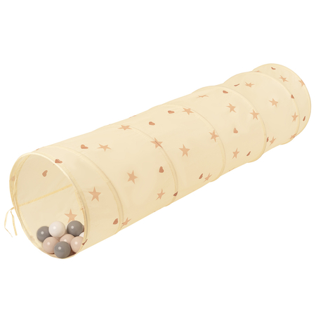 Tunnel Pliable pour Enfants Tunnel De Jeu avec Balles Jouet De Pliable Pop-Up pour Bébé Idéal pour Jouer À L'intérieur Et À L'extérieur, Beige Clair:  Beige Pastel/ Gris/ Blanc