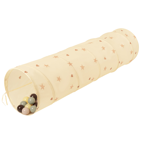 Tunnel Pliable pour Enfants Tunnel De Jeu avec Balles Jouet De Pliable Pop-Up pour Bébé Idéal pour Jouer À L'intérieur Et À L'extérieur, Beige Clair:  Beige Pastel/ Vert De Gris/ Jaune Pastel/ Brun