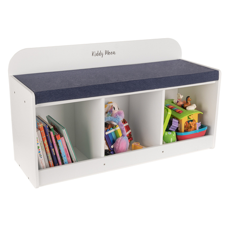 banquette avec étagères pour les enfants KiddyMoon, Blanc/ Bleu Foncé