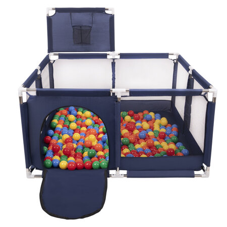 parc bébé avec balles plastiques aire de jeu pliable basket, Bleu: Vert/ Jaune/ Bleu/ Rouge/ Orange