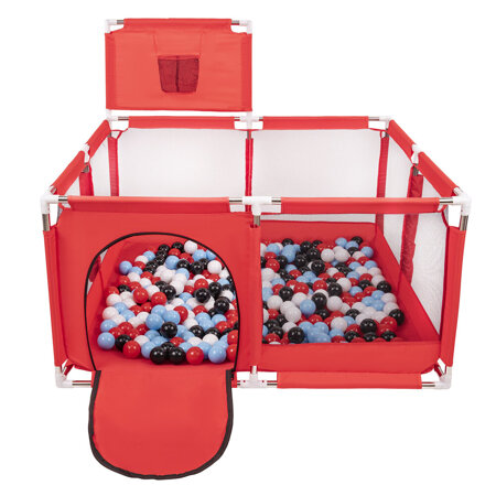 parc bébé avec balles plastiques aire de jeu pliable basket , Rouge: Noir/ Blanc/ Rouge/ Babyblue
