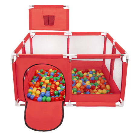 parc bébé avec balles plastiques aire de jeu pliable basket, Rouge: Vert/ Jaune/ Bleu/ Rouge/ Orange