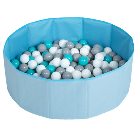 piscine à balles multicolores piscine pliable pour les enfant, Bleu:  Blanc/ Gris/ Turquoise