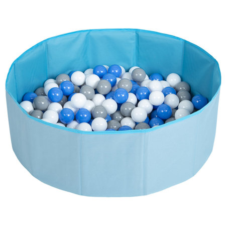piscine à balles multicolores piscine pliable pour les enfant, Bleu:  Gris/ Blanc/ Bleu