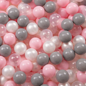3en1 Tente de Jeux avec Tunnel Piscine à Boules avec Balles pour Enfants, Multicolore: Perle/ Gris/ Transparent/ Rose Poudré