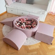 KiddyMoon Aire De Jeux en Mousse avec Rond Piscine à Balles pour Enfants, Bruyère:  Beige Pastel/ Jaune Pastel/ Blanc/ Menthe/ Rose Poudré