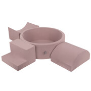 KiddyMoon Aire De Jeux en Mousse avec Rond Piscine à Balles pour Enfants, Bruyère:  Beige Pastel/ Rose Poudré/ Perle