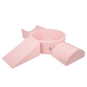 KiddyMoon Aire De Jeux en Mousse avec Rond Piscine à Balles pour Enfants, Rose:  Beige Pastel/ Rose Poudré/ Perle