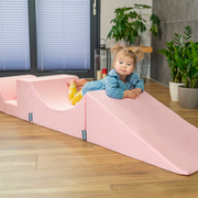 KiddyMoon Aire De Jeux en Mousse avec Rond Piscine à Balles pour Enfants, Rose:  Beige Pastel/ Rose Poudré/ Perle