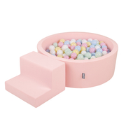 KiddyMoon Aire De Jeux en Mousse avec Rond Piscine à Balles pour Enfants, Rose:  Bleu Pastel/ Jaune Pastel/ Blanc/ Menthe/ Rose Poudré