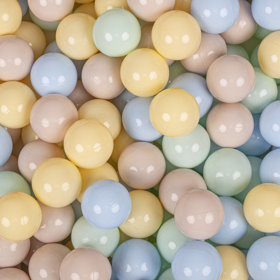 KiddyMoon Balles Colorées Plastique 7cm pour Piscine Enfant Bébé Fabriqué en EU, Beige Pastel/ Bleu Pastel/ Jaune Pastel/ Menthe