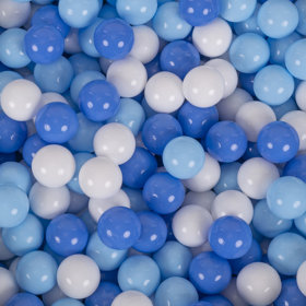 KiddyMoon Balles Colorées Plastique 7cm pour Piscine Enfant Bébé Fabriqué en EU, Blanc/ Babyblue/ Bleu 