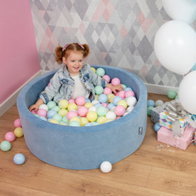 KiddyMoon Balles Colorées Plastique 7cm pour Piscine Enfant Bébé Fabriqué en EU, Bleu Pastel/ Jaune Pastel/ Blanc/ Menthe/ Rose Poudré