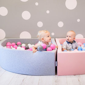KiddyMoon Balles Colorées Plastique 7cm pour Piscine Enfant Bébé Fabriqué en EU, Gris/ Blanc/ Rose