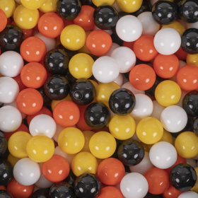 KiddyMoon Balles Colorées Plastique 7cm pour Piscine Enfant Bébé Fabriqué en EU, Noir/ Blanc/ Orange/ Jaune