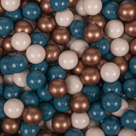 KiddyMoon Balles Colorées Plastique 7cm pour Piscine Enfant Bébé Fabriqué en EU, Turquoise Foncé/ Beige Pastel/ Cuivre