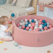 KiddyMoon Balles Colorées Plastique 7cm pour Piscine Enfant Bébé Fabriqué en EU, Turquoise Foncé/ Beige Pastel/ Vert De Gris/ Saumon