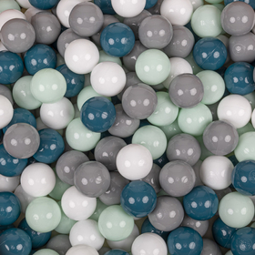 KiddyMoon Balles Colorées Plastique 7cm pour Piscine Enfant Bébé Fabriqué en EU, Turquoise Foncé/ Gris/ Blanc/ Menthe
