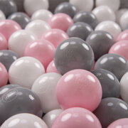 KiddyMoon Balles pour Piscine Colorées 6cm Plastique Enfant Bébé Fabriqué en EU, Blanc/ Gris/ Rose Poudré