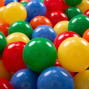 KiddyMoon Balles pour Piscine Colorées 6cm Plastique Enfant Bébé Fabriqué en EU, Jaune/ Vert/ Bleu/ Rouge/ Orange