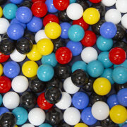 KiddyMoon Balles pour Piscine Colorées 6cm Plastique Enfant Bébé Fabriqué en EU, Noir/ Blanc/ Bleu/ Rouge/ Jaune/ Turquoise