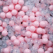 KiddyMoon Balles pour Piscine Colorées 6cm Plastique Enfant Bébé Fabriqué en EU, Rose Poudré/ Transparent