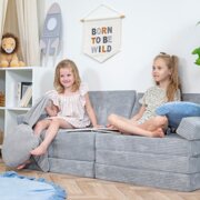 KiddyMoon Canapés Pliant pour Enfants Canapé-Lit Convertible Bébés-Canapé Lit Coucher Salle de Jeux Pliable Matelas au Sol Mini-Canapé Chaise-Lit, Gris Foncé