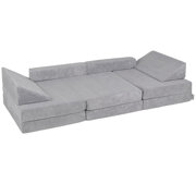 KiddyMoon Canapés Pliant pour Enfants Canapé-Lit Convertible Bébés-Canapé Lit Coucher Salle de Jeux Pliable Matelas au Sol Mini-Canapé Chaise-Lit, Gris Foncé