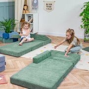 KiddyMoon Matelas Enfant Pliable en Mousse Matelas Pouf pour Tout-Petits, Chambre d'Enfant , Vert