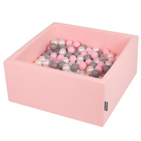 KiddyMoon Piscine à Balles 7Cm pour Bébé Carré Fabriqué En UE, Rose :  Perle/ Gris/ Transparent/ Rose Poudré